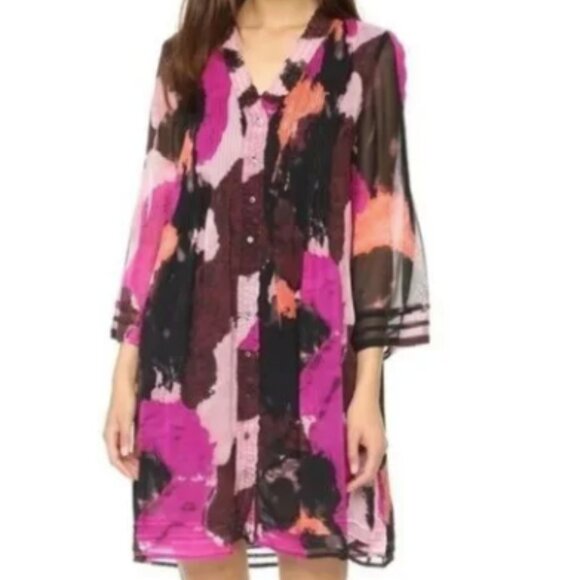 Diane von Furstenberg Layla Silk Printed Dress Color: dancing explosion Size: 12 - Picture 1 of 9
